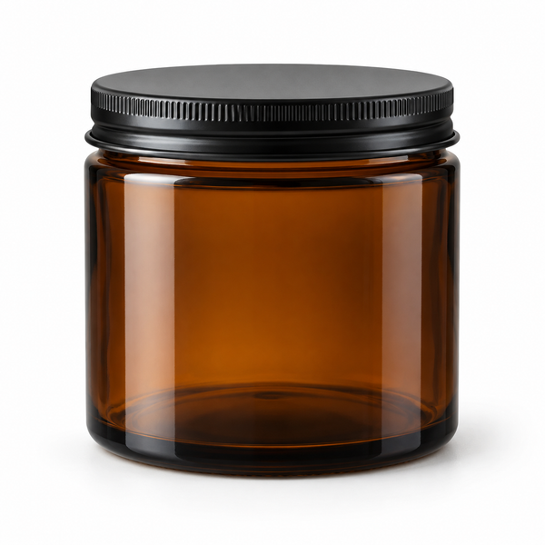 Amber Cam Mum Kavanozu – 100 ml, Siyah Alüminyum Kapaklı