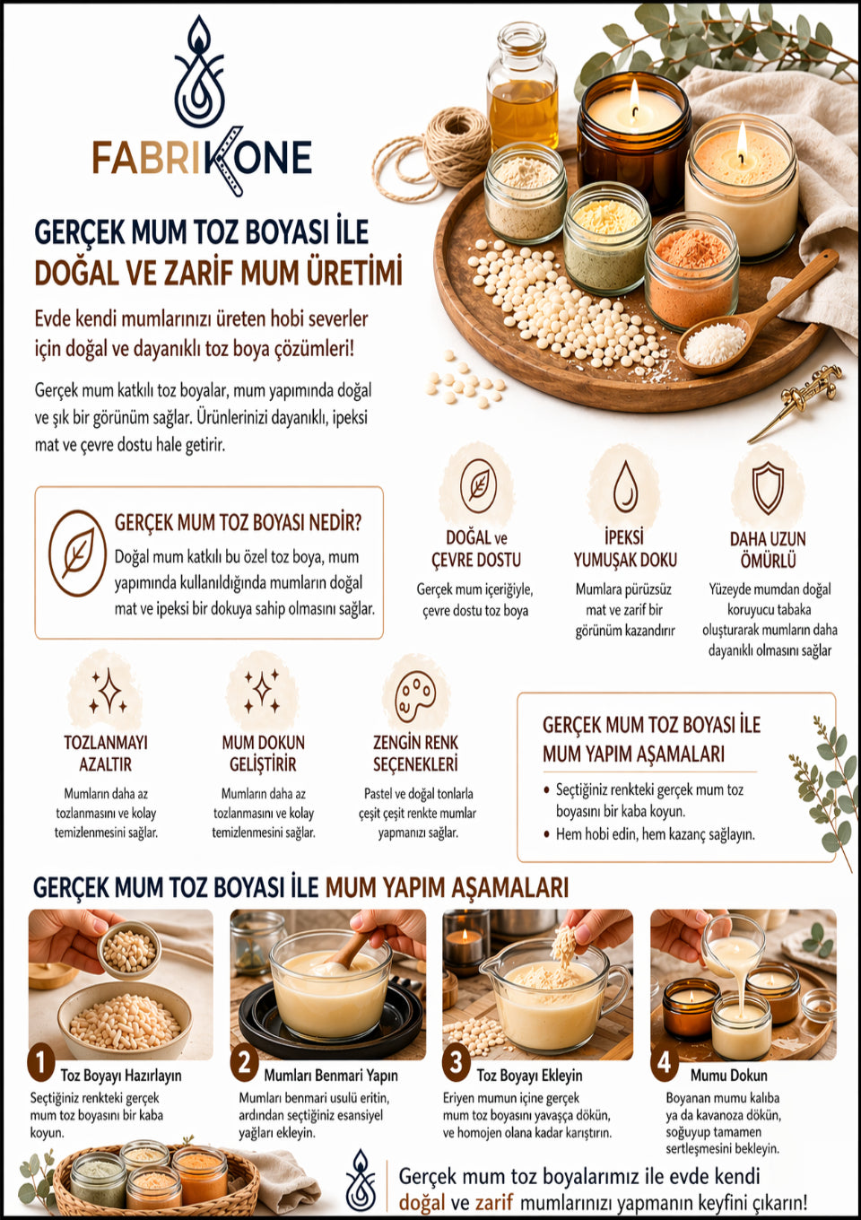 3'lü Set Premium Parafin Soya Wax Toz Mum Boyası Hobi Seti - 5 cc