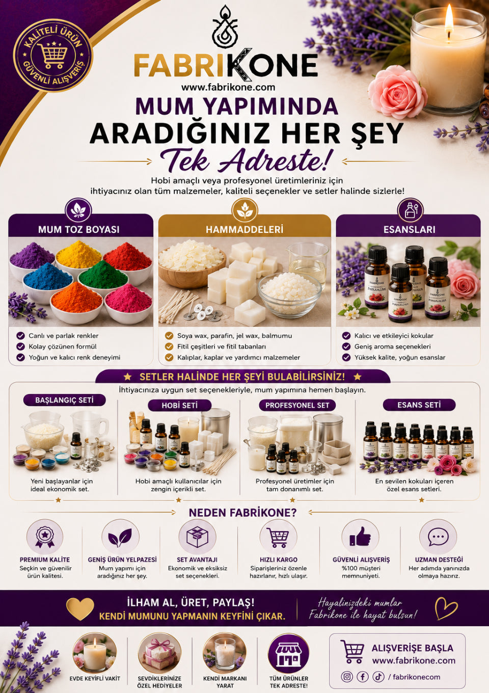 Lavanta Premium Mum Esansı - Soya Wax, Parafin, Jel Wax ve Bal Mumu Uyumlu Ürün ikincil görseli
