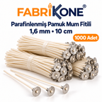 Fabrikone 1,6 mm parafinlenmiş pamuk mum fitili – 10cm 1000 adet