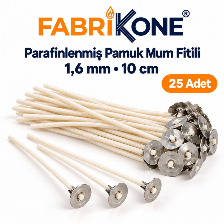Parafinlenmiş Pamuk Mum Fitili 1,6 mm – Kalın & Genel Bardak | 6-8 cm Muma Uygun