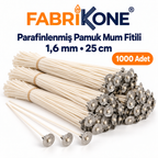 Fabrikone 1,6 mm parafinlenmiş pamuk mum fitili – 25cm 1000 adet