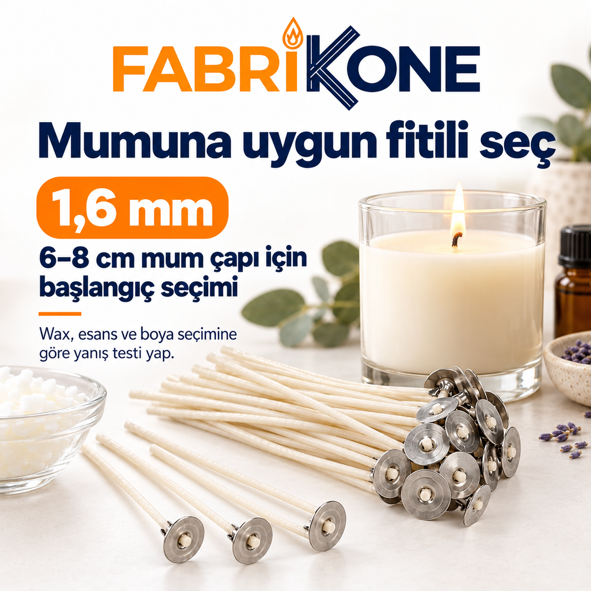 Fabrikone 1,6 mm parafinlenmiş pamuk mum fitili – kullanim onerisi