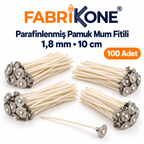 Fabrikone 1,8 mm parafinlenmiş pamuk mum fitili – 10cm 100 adet