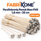 Fabrikone 1,8 mm parafinlenmiş pamuk mum fitili – 25cm 1000 adet