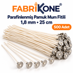 Fabrikone 1,8 mm parafinlenmiş pamuk mum fitili – 25cm 500 adet