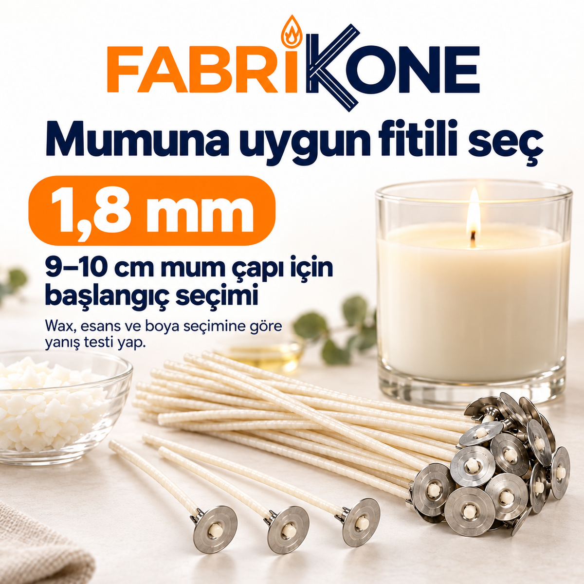 Fabrikone 1,8 mm parafinlenmiş pamuk mum fitili – kullanim onerisi