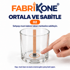 Ahşap mum fitili kullanım rehberi 2: sehpayı mum kabının taban merkezine sabitleme ve fitili dik tutma.