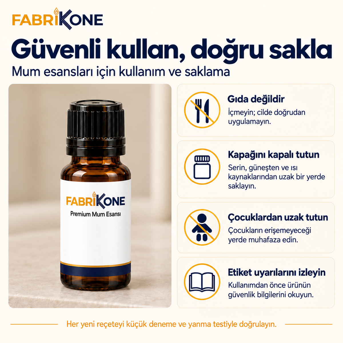 Mum esansları için güvenli kullanım ve saklama bilgileri