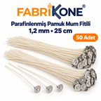 Fabrikone parafinlenmiş pamuk mum fitili 1,2 mm, 25 cm, 50 adet