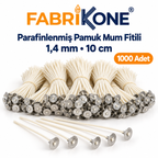 Fabrikone parafinlenmiş pamuk mum fitili 1,4 mm, 10 cm, 1000 adet
