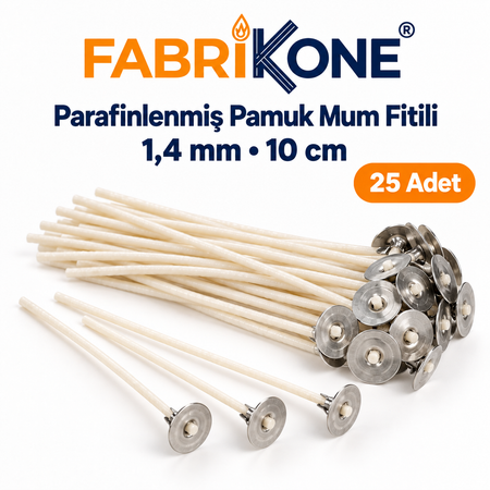 Parafinlenmiş Pamuk Mum Fitili 1,4 mm – 4-6 cm Muma Uygun (10 / 25 cm)