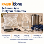 Jel mum yapımı için cam kap, fitil, terazi, termometre ve eritme kabı