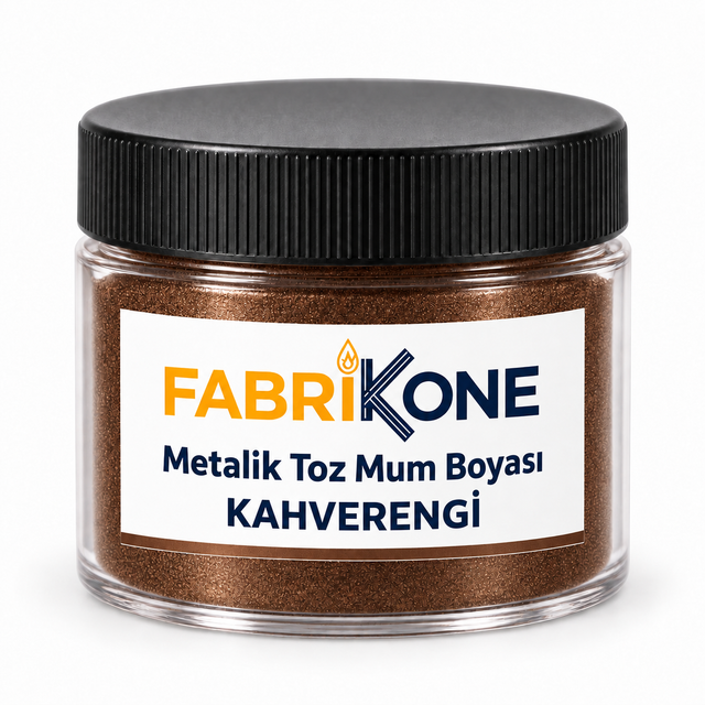 Kahverengi Metalik Toz Mum Boyası — siyah kapaklı mika kavanoz