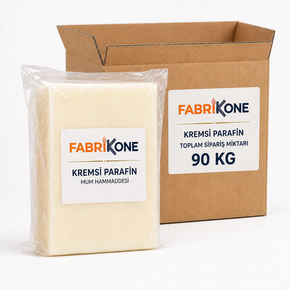 Kremsi parafin 90 kg toplam sipariş miktarı, poşet ve koli