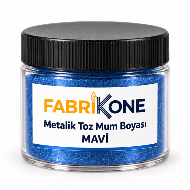 Mavi Metalik Toz Mum Boyası — siyah kapaklı mika kavanoz