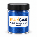 Mavi Metalik Toz Mum Boyası — siyah kapaklı plastik kavanoz