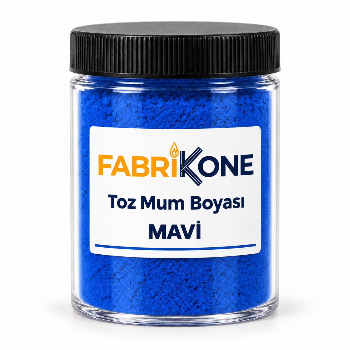 Mavi Toz Mum Boyası — siyah kapaklı plastik kavanoz