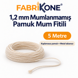 1,2 mm Mumlanmamış Pamuk Mum Fitili – Metre ile | 3–4 cm Muma Uygun