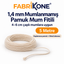 Fabrikone 1,4 mm mumlanmamış pamuk fitil 5 metre; 4–6 cm çaplı mumlara uygun, makarasız ve metal tabansız