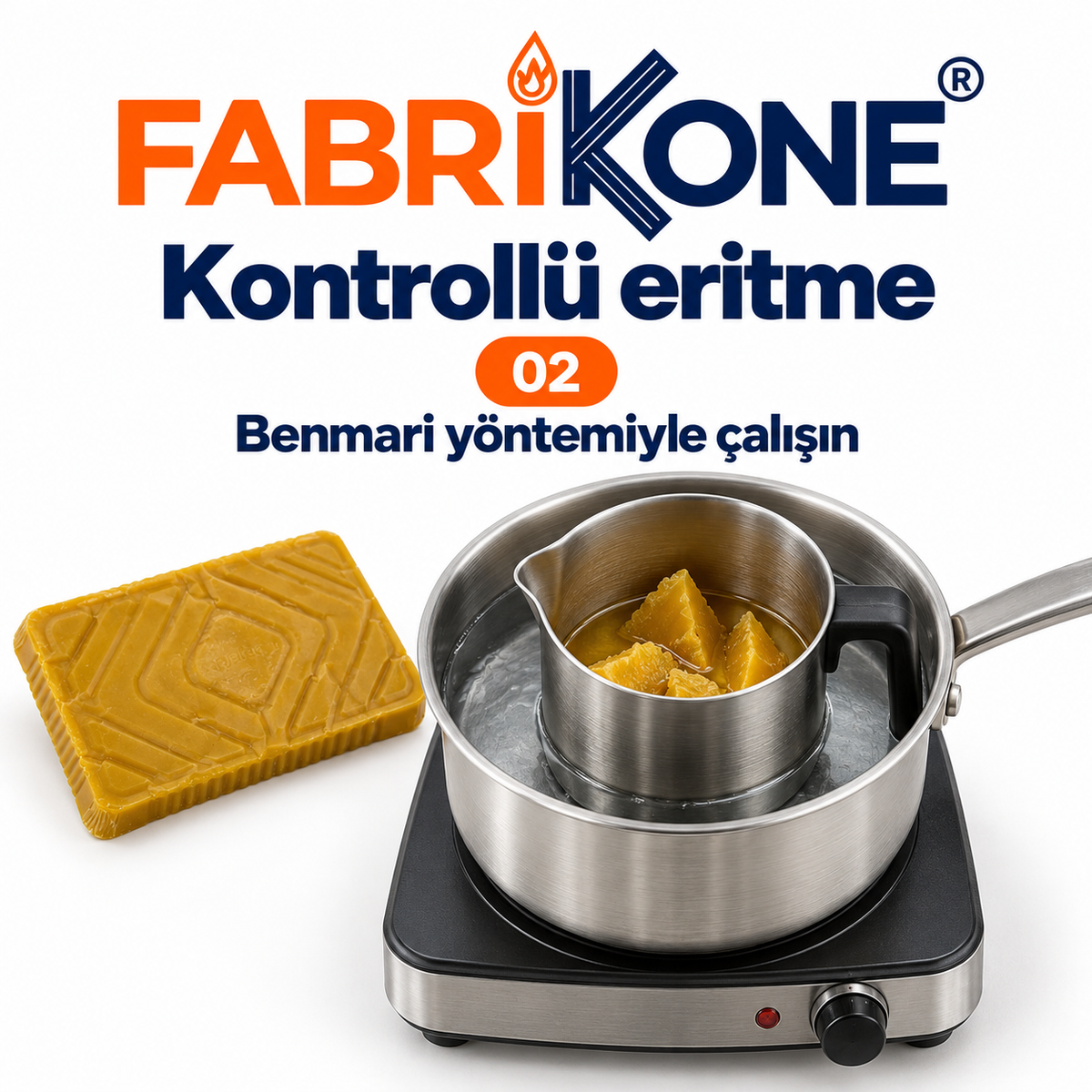 Organik Bal Mumu için kontrollü eritme; iç eritme kabı su banyosunda, benmari yöntemi.