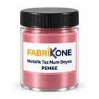 Pembe Metalik Toz Mum Boyası — siyah kapaklı plastik kavanoz