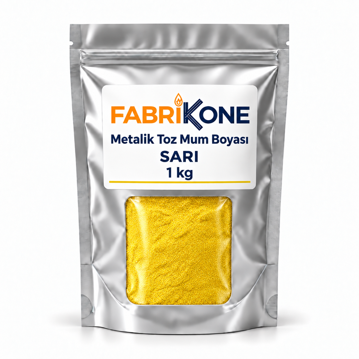 Sarı Metalik Toz Mum Boyası — 1 kg pencereli kilitli metalize poşet