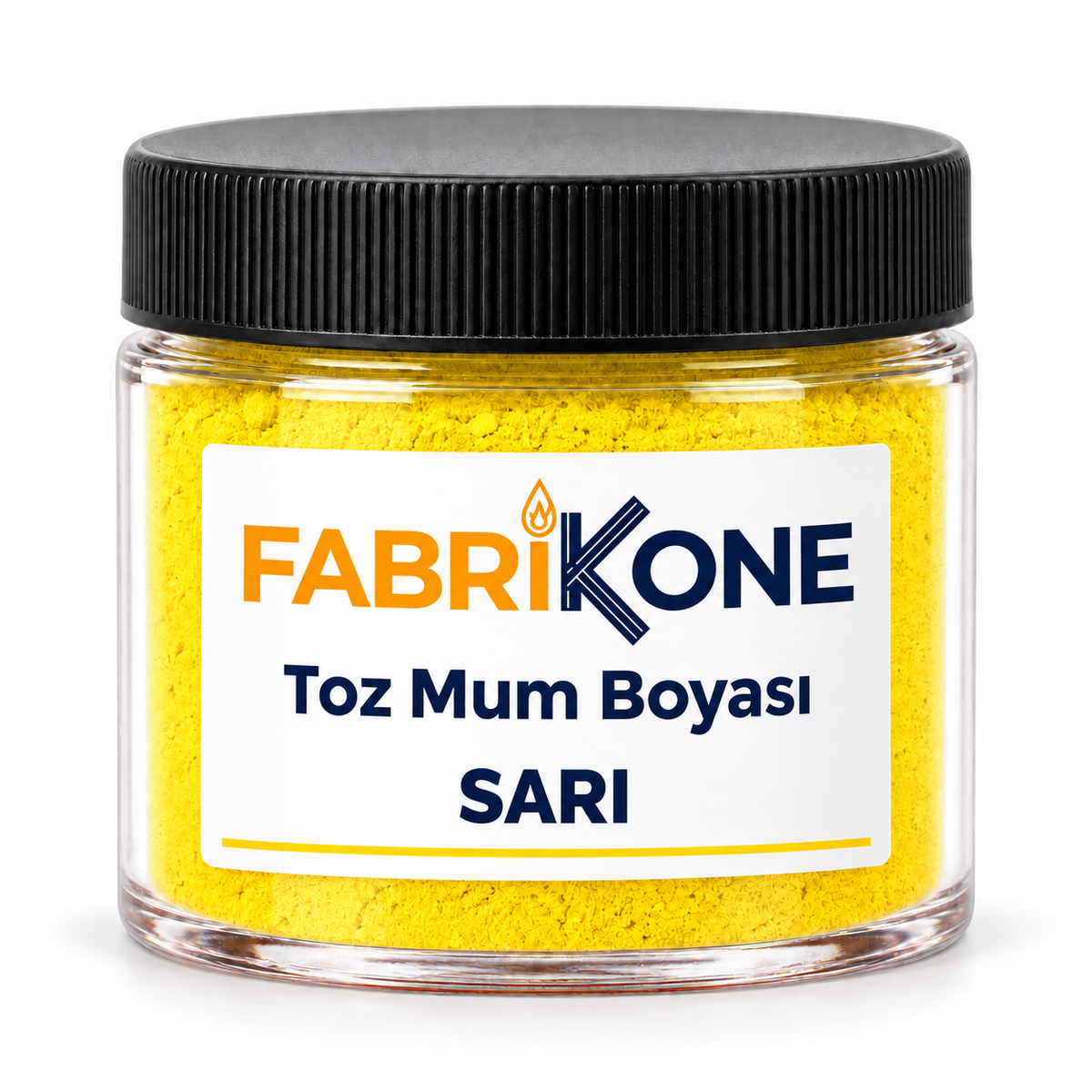 Sarı Toz Mum Boyası — siyah kapaklı mika kavanoz