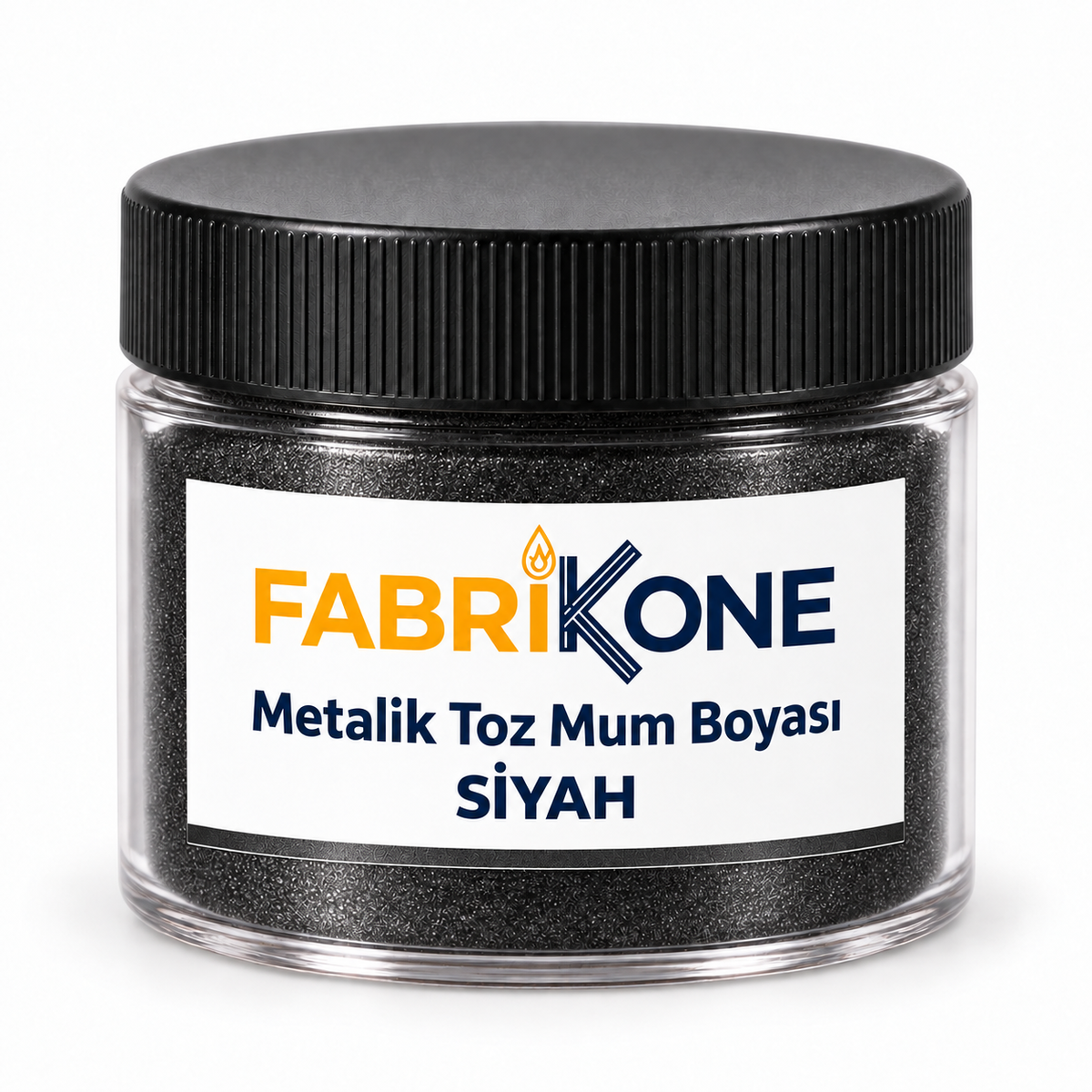 Siyah Metalik Toz Mum Boyası — siyah kapaklı mika kavanoz