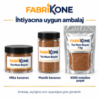 Toz boya için mika kavanoz, plastik kavanoz ve pencereli metalize poşet ambalajları