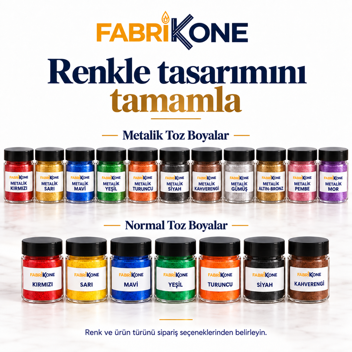 Fabrikone toz mum boyaları — 18 renk seçeneği