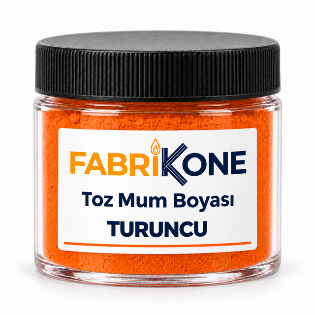 Turuncu Toz Mum Boyası — siyah kapaklı mika kavanoz