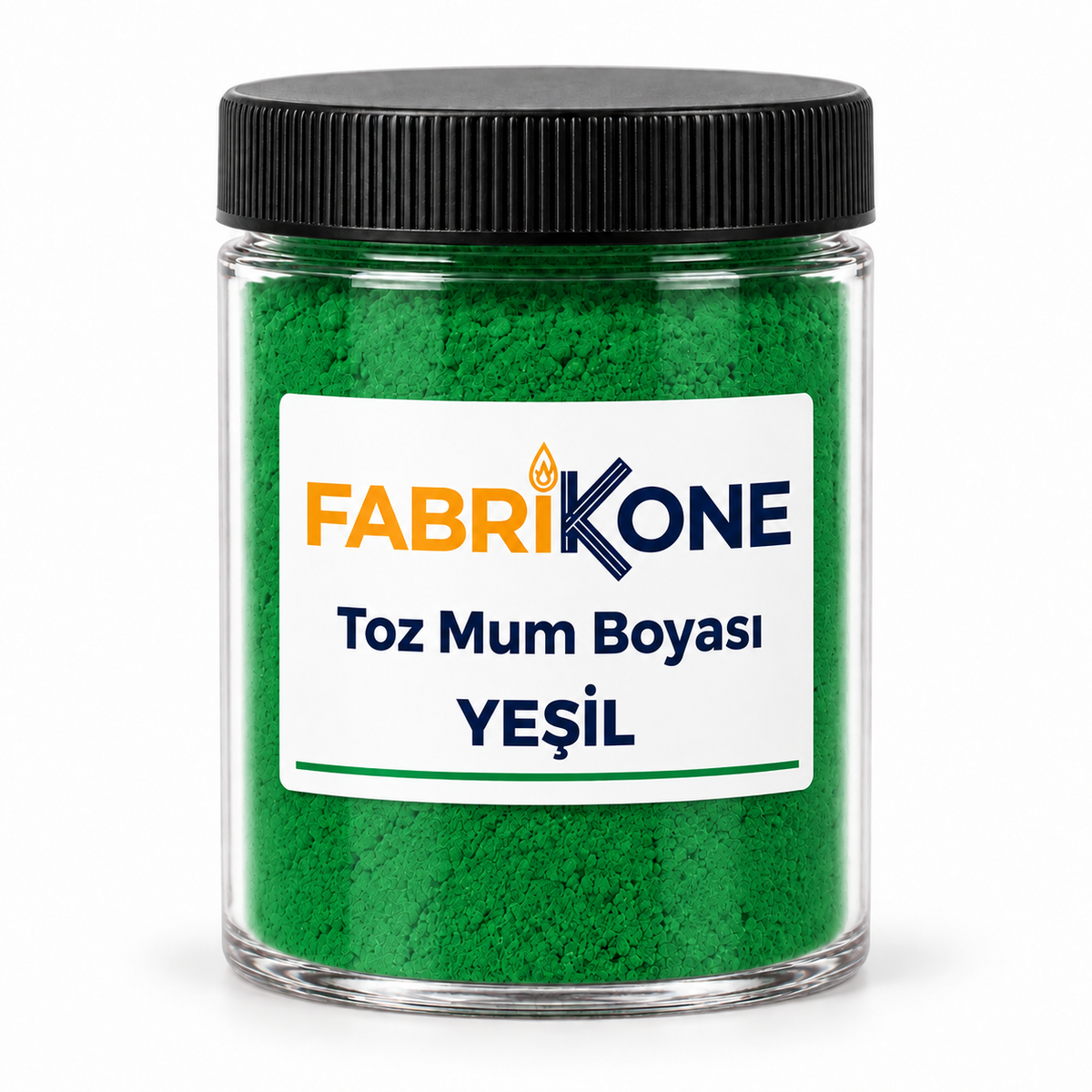 Yeşil Toz Mum Boyası — siyah kapaklı plastik kavanoz