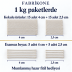 1 kg inci tozu mum: kokulu ürünlerde 30, beyaz esanssız üründe 10 mumlanmış hazır fitil