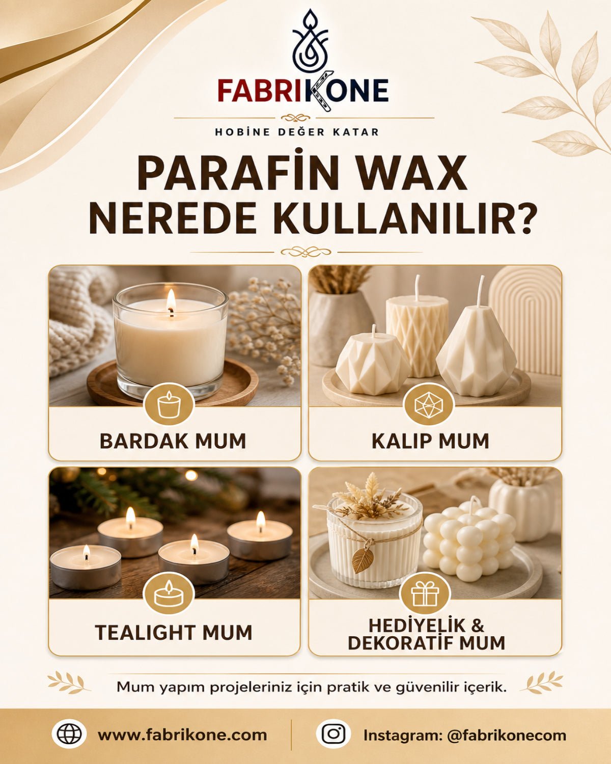Premium Tam Rafine Parafin Wax Mum Hammaddesi 30 KG - Fabrikone