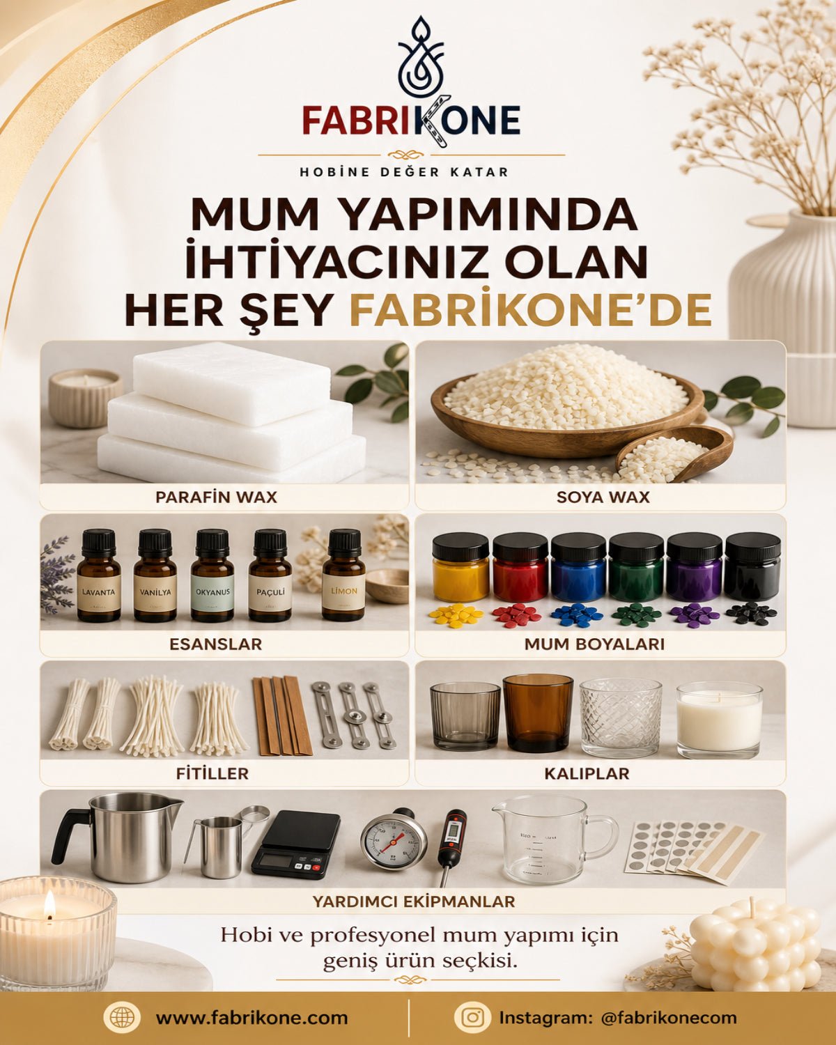 Premium Yaprak Soya Wax Mum Hammaddesi 15 KG - Fabrikone