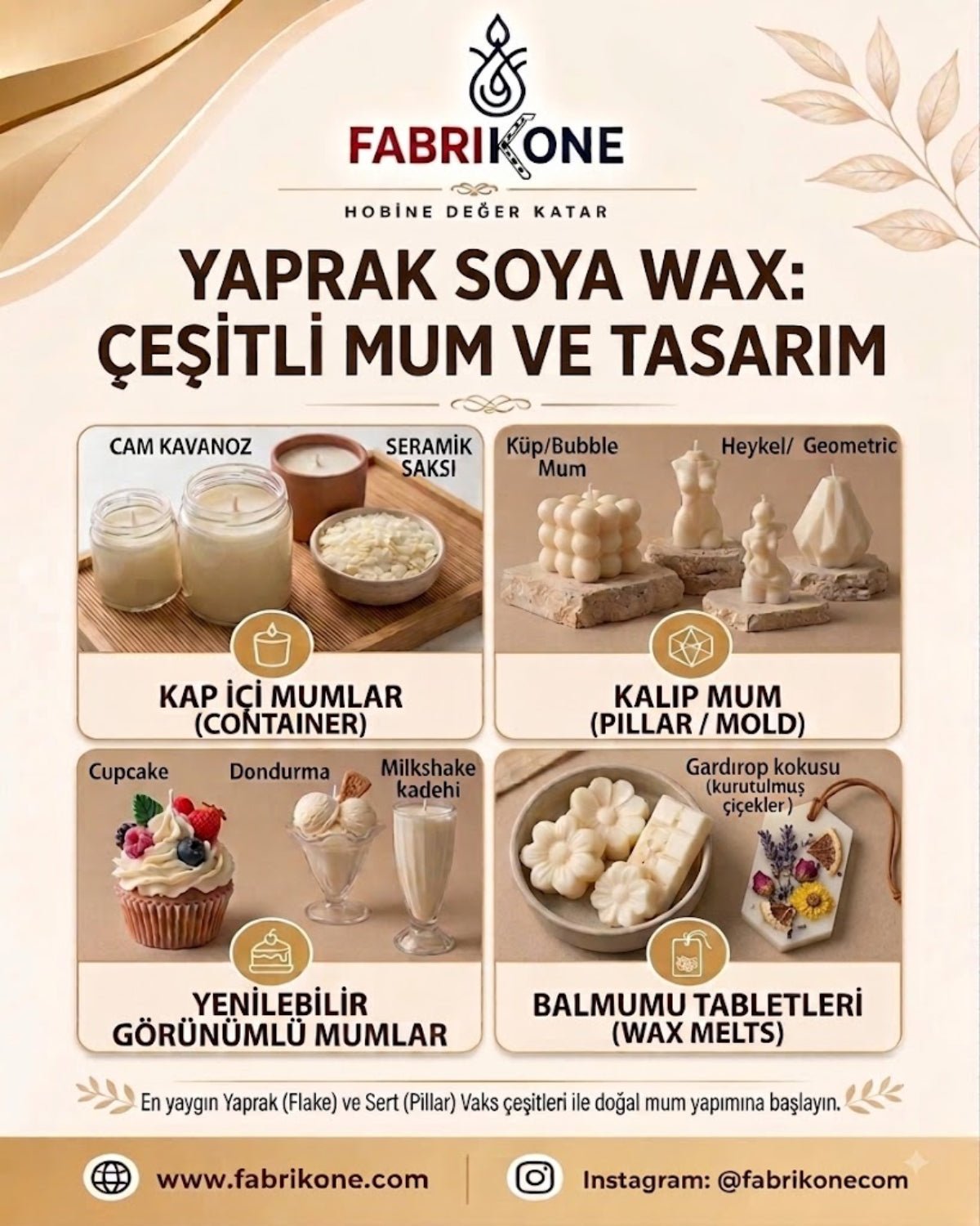 Premium Yaprak Soya Wax Mum Hammaddesi 15 KG - Fabrikone